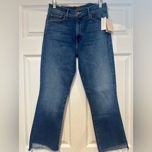 MOTHER Dark Blue Cropped Straight Jeans